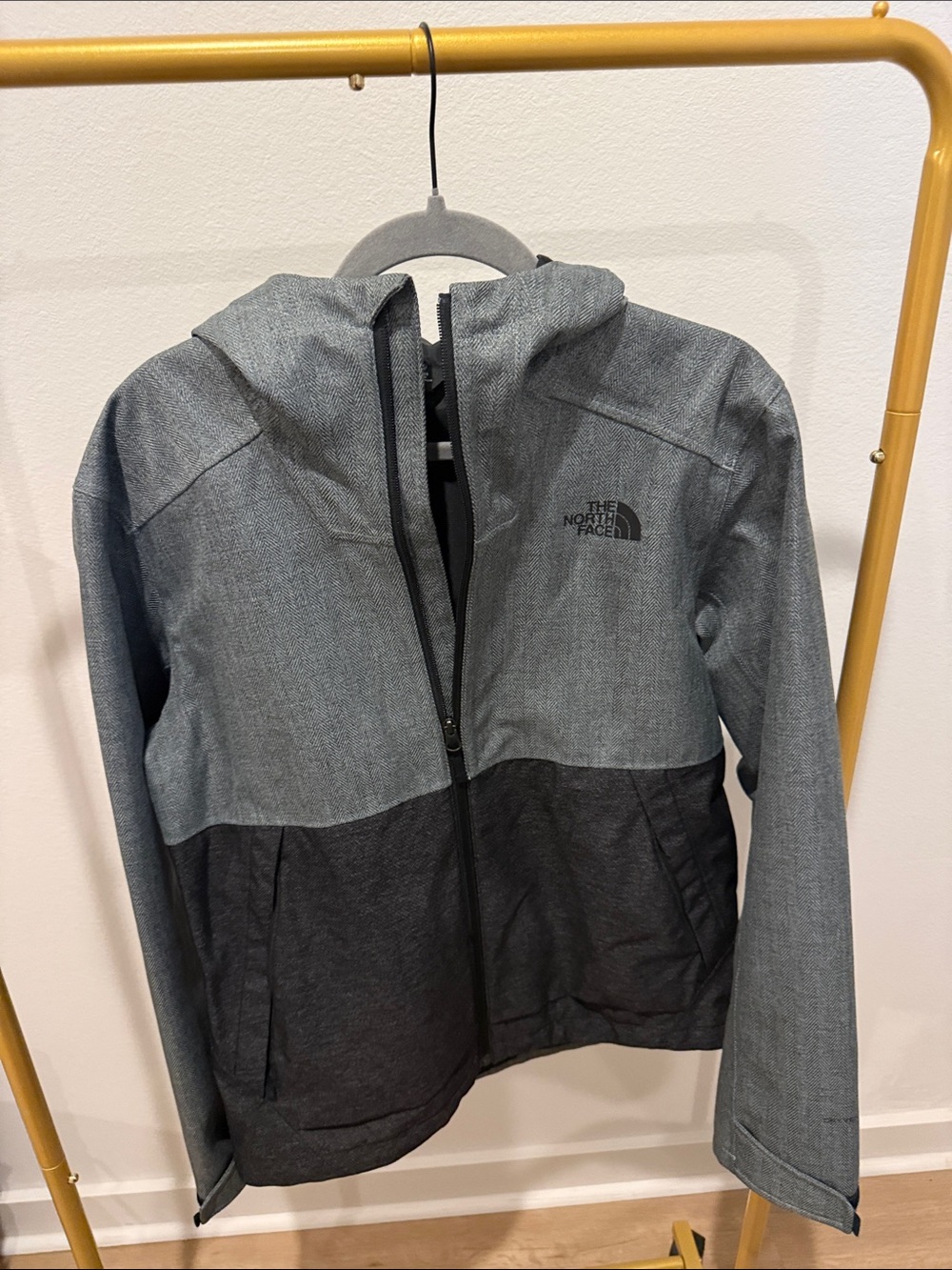 The North Face Two-Tone Gray Hooded Rain Jacket
